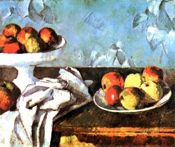 Still life with apples and fruit bowl